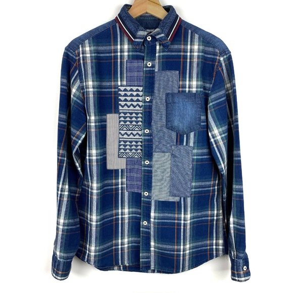 Desigual Other - DESIGUAL Plaid Patchwork LS Button Front Shirt S